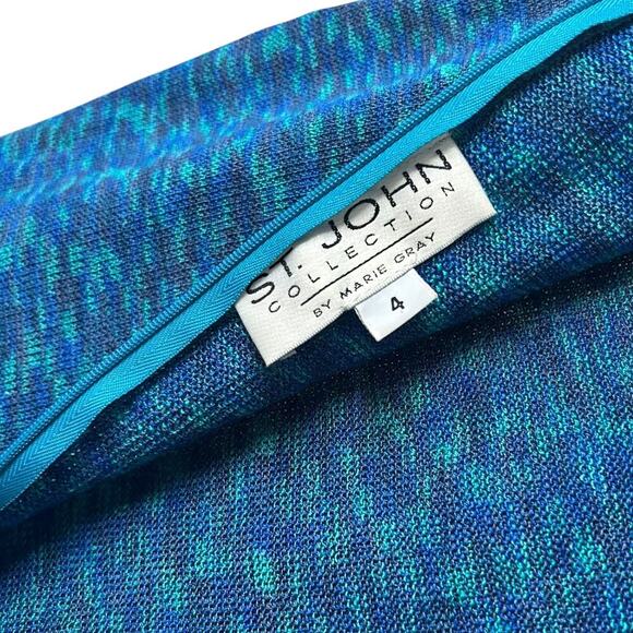 Vintage St. John Collection by Marie Gray Sleeveless Blue Knit Dress Size 4 - Picture 5 of 6